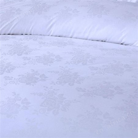 宾馆酒店民宿床上用品 纯棉加厚纯白提花三四件套 玫瑰花34被套床单