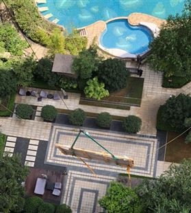 高层吊茶台上楼 高楼房吊装红木家具老板台 别墅吊餐桌台面