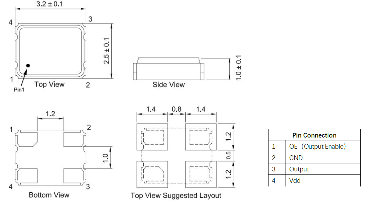 8MHz有源晶振SMD3225规格与电气参数