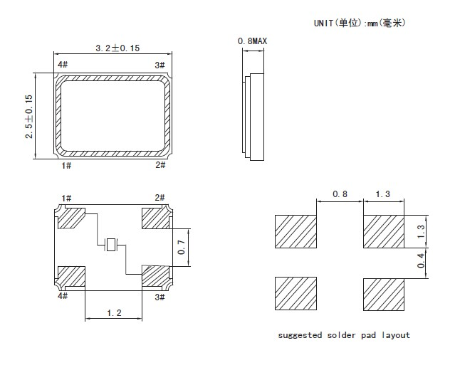 4脚/焊盘SMD3225晶体/无源晶振如何接线？